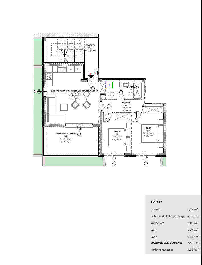 Appartamento bilocale con vista mare a Čiovo, zona Salduna vicino al campeggio Rožac - 64 m2